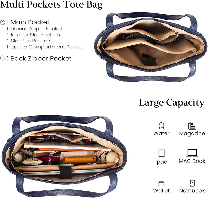 befen Genuine Leather Tote Bag for Women Work, Women's Leather Shoulder Bags Purses Satchel Handbags with Laptop Compartment - Image 4
